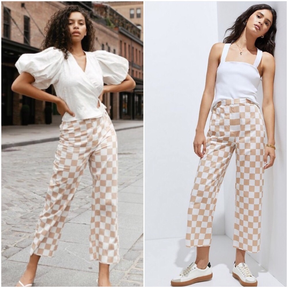 ANTHROPOLOGIE HUTCH CHECKERBOARD PANTS IN NEUTRAL